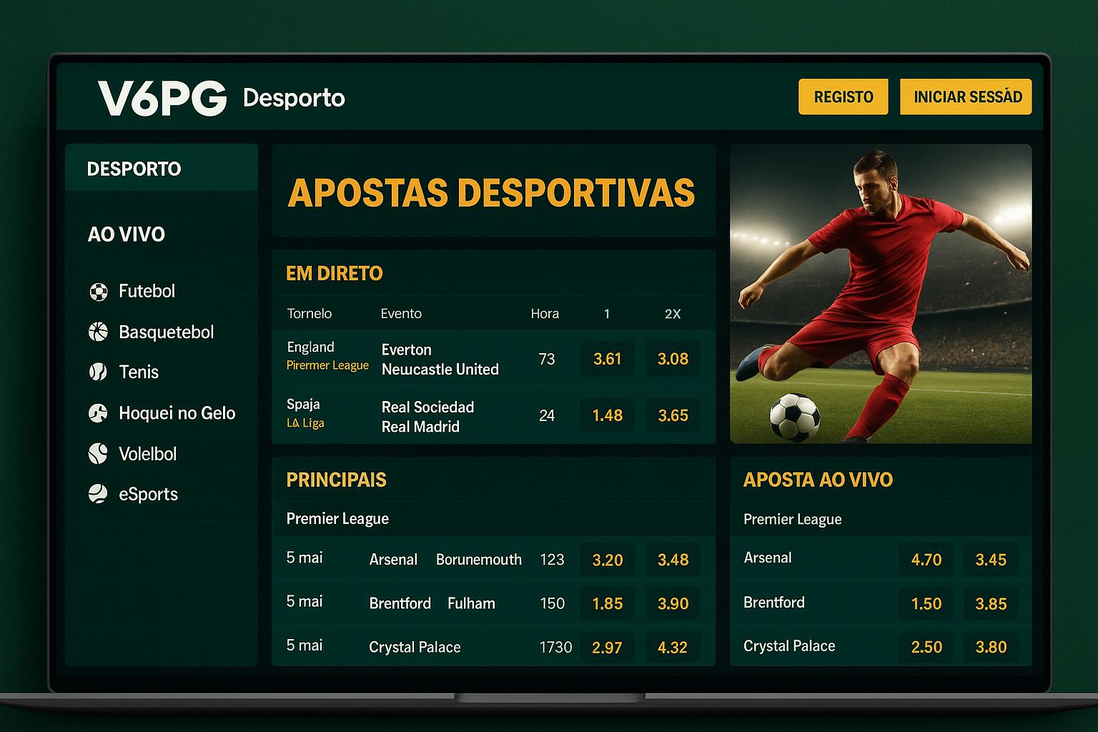 Aposte em apostas esportivas no cassino online V6PG
